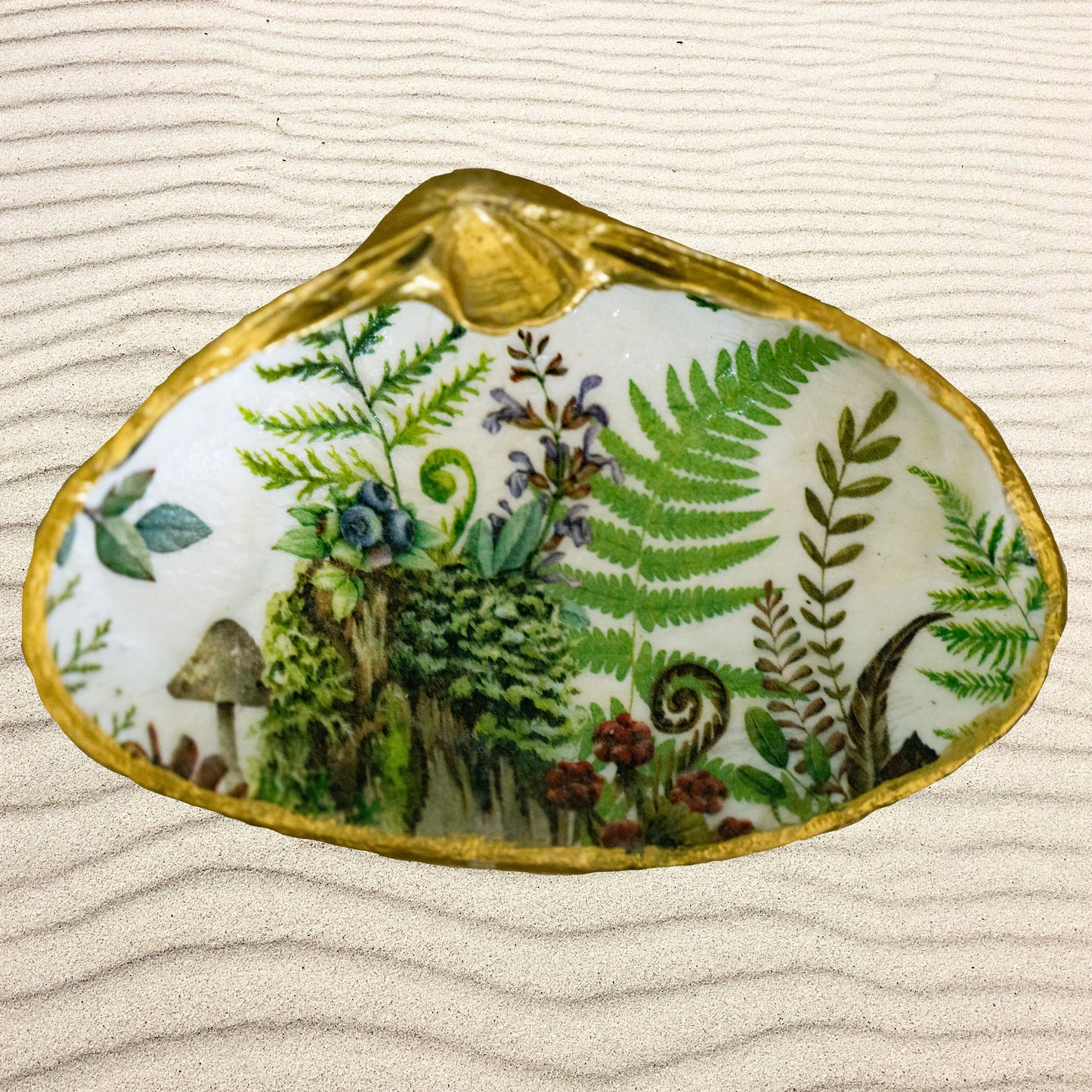 Wild Ferns Decoupage Shell