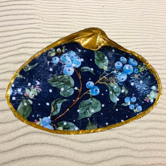 Blueberry Patch Decoupage Shell