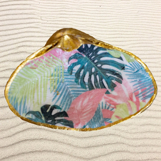 Decoupage Desiged Shell-Colorful Tropics