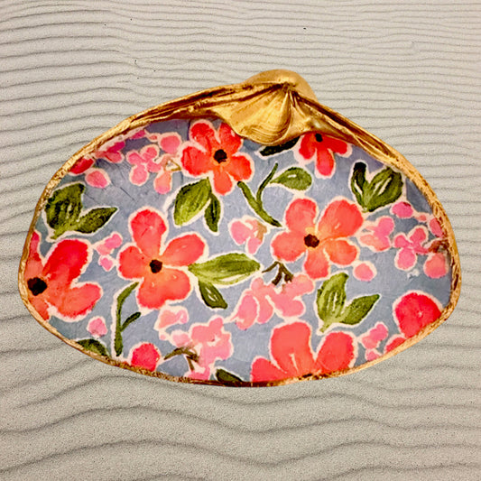 Decoupage Designed Shell-Orange Poppies